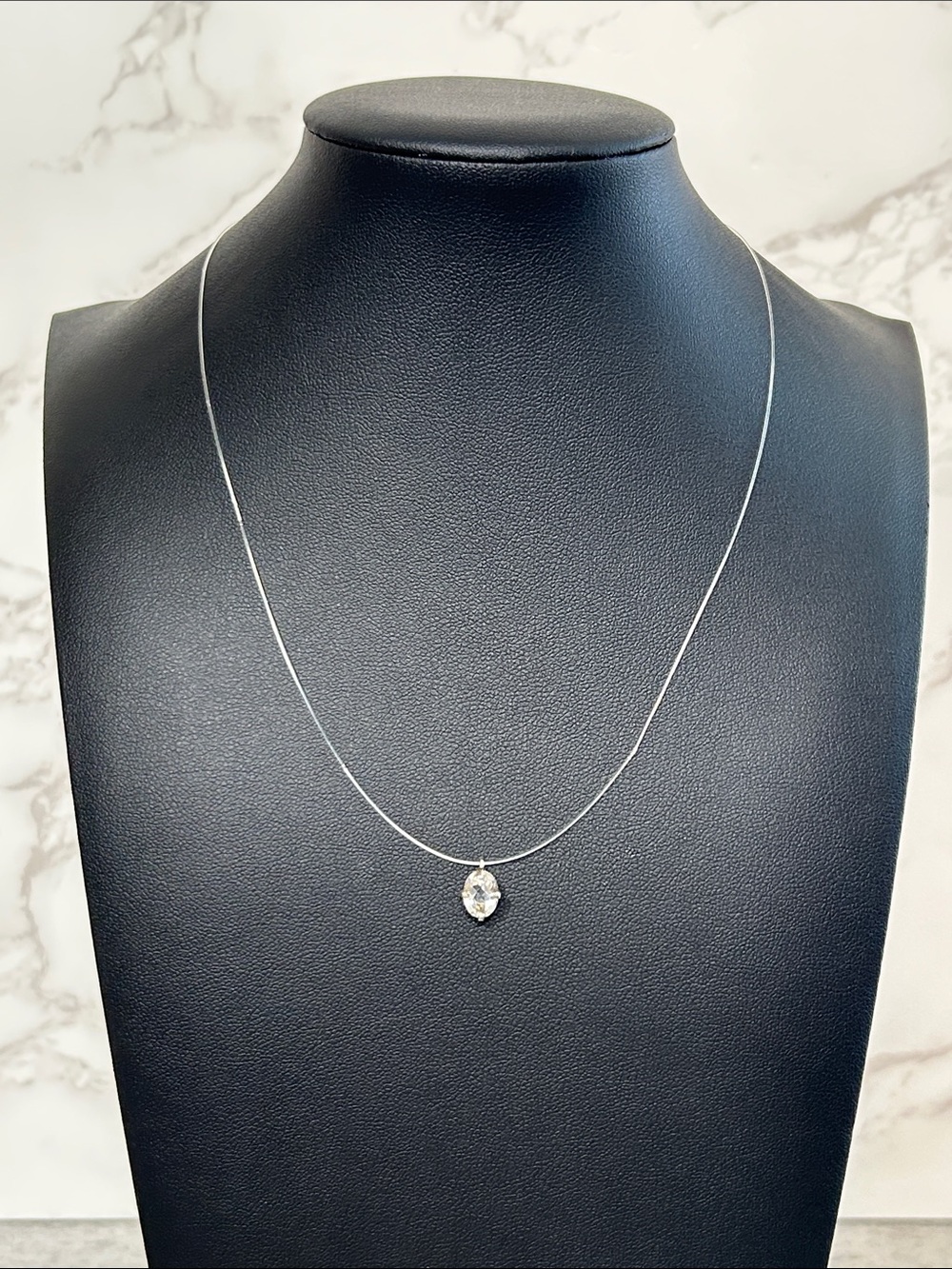 Minimalist 925 Silver Herkimer Diamond Quartz Illusion Necklace